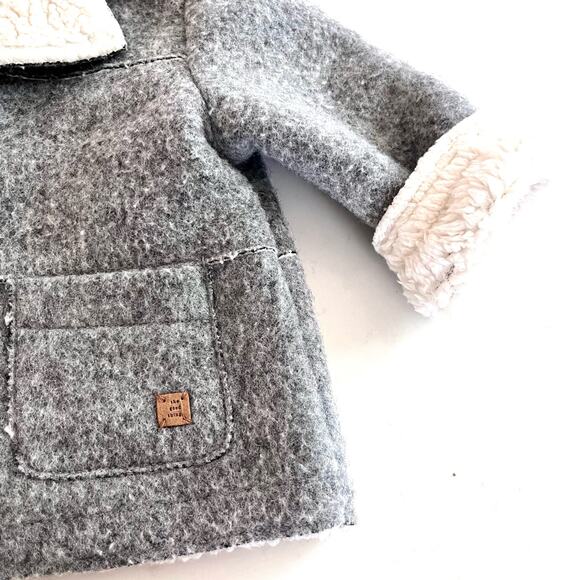 Zara boys gray polar fleece wool blend coat fall spring jacket size 9-12 months - Picture 4 of 8